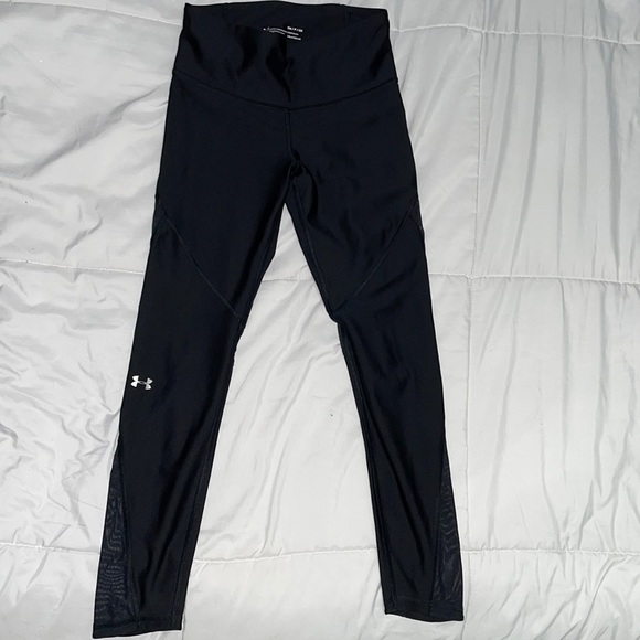 Black Small Under Armour leggings with mesh in the back leg - Picture 3 of 4